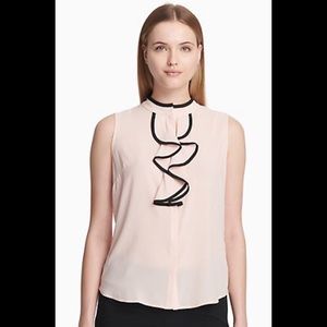 Calvin Klein ruffled sleeveless pink blouse sizeXL